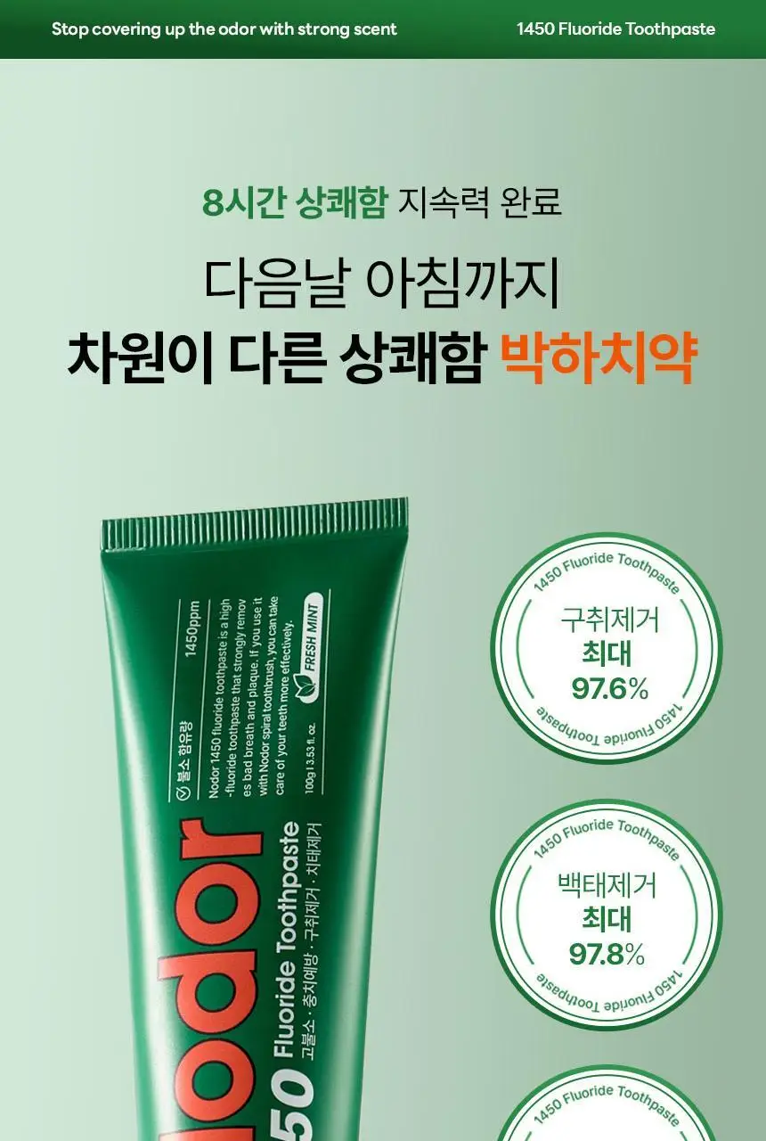 [고불소] 노도르 1450 박하 치약 100g 상세페이지 5